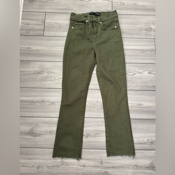 Veronica Beard Carly High Rise Kick Flare Jean in Olive Stone - Picture 11 of 11